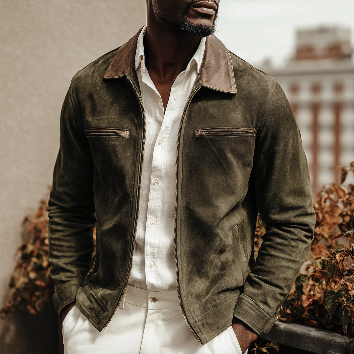 The Belgravia - Veste en daim vert foncé pour homme – Style country classique et luxueux