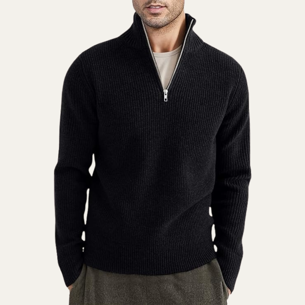 The Edinburgh – Pull pour homme à col zippé style casual chic