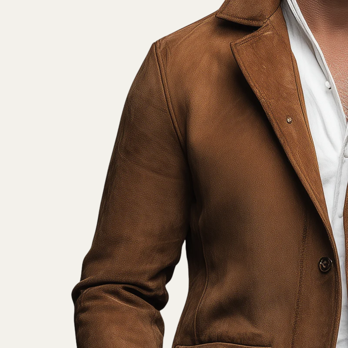 The Glasgow Veste blazer en daim marron pour homme – Style business élégant