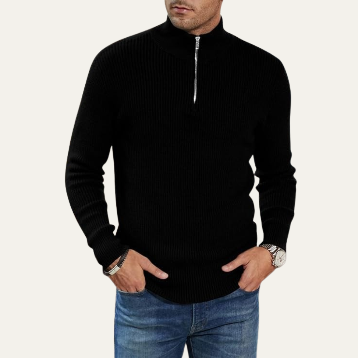 The Edinburgh – Pull pour homme à col zippé style casual chic
