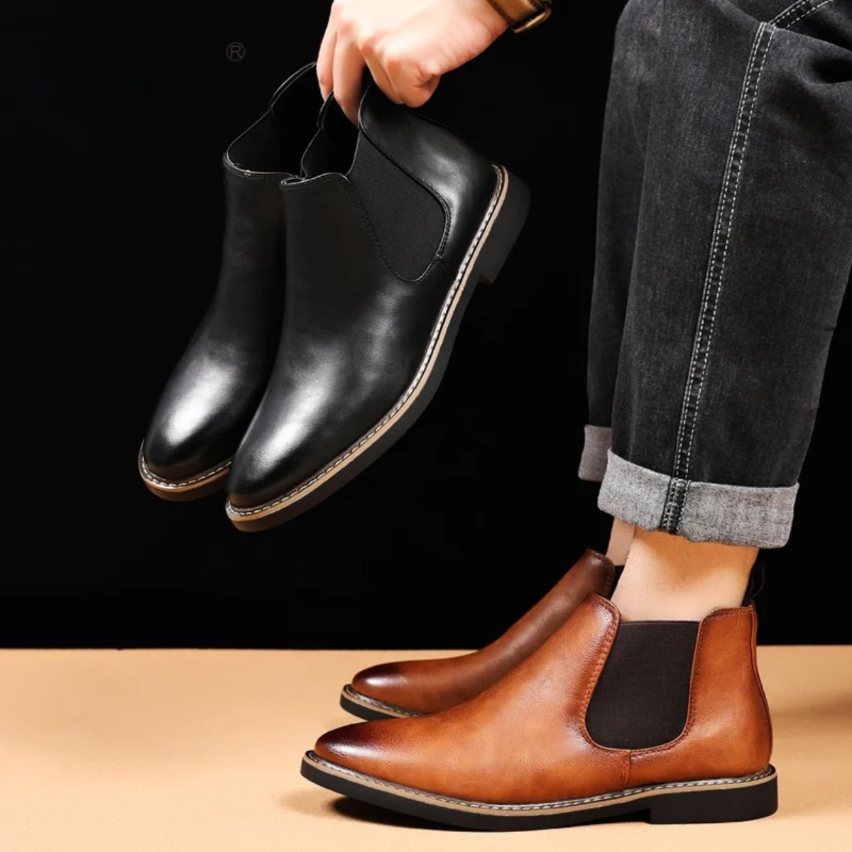 The Bergamo - Bottes Chelsea pour homme en cuir vintage à enfiler