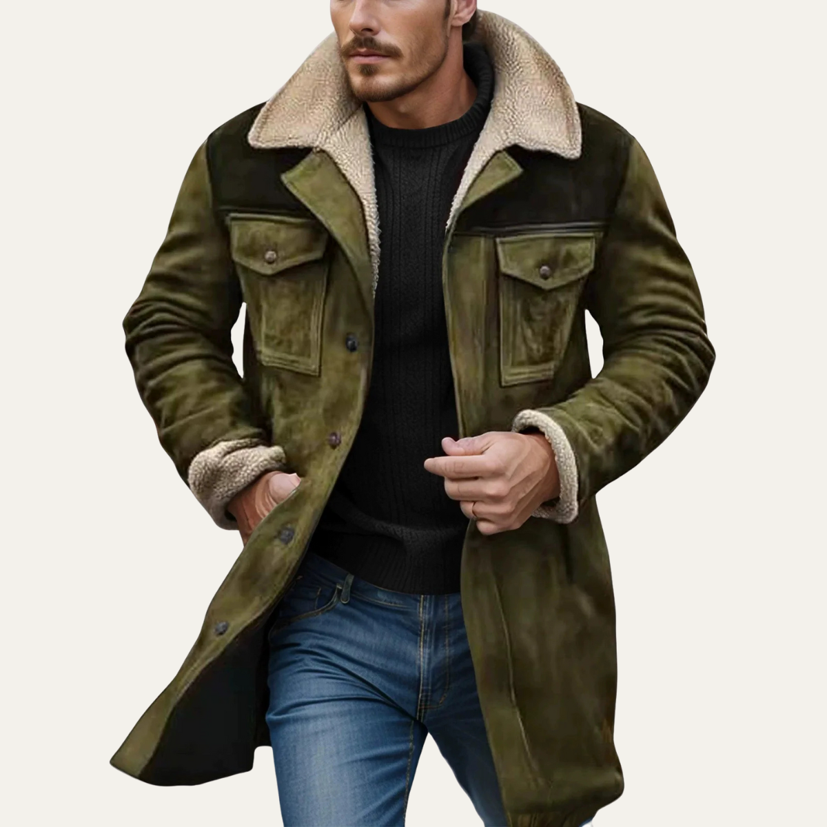 The Crestview - Veste d'Hiver Vintage en Shearling pour Homme