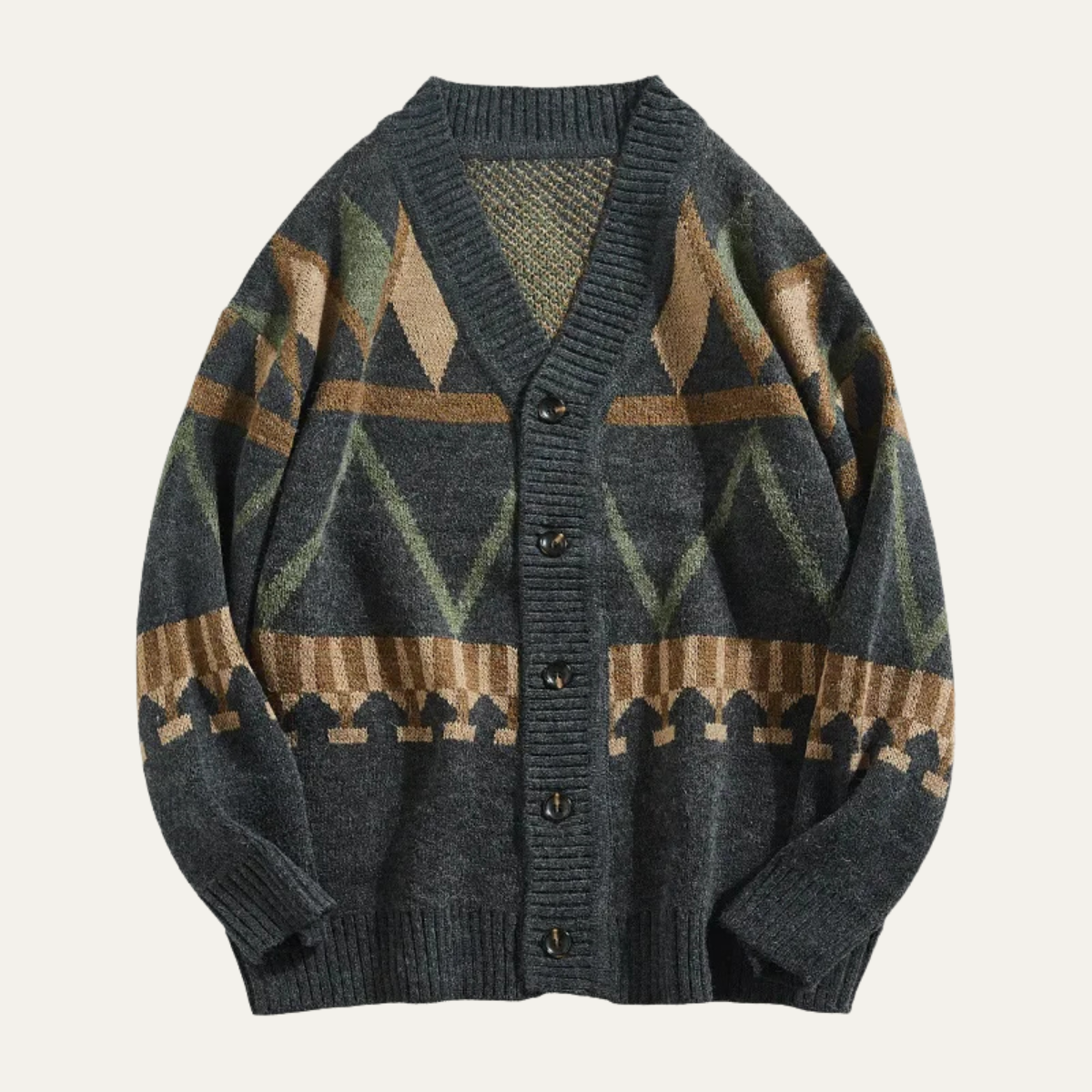 The Redruth - Cardigan Géométrique Vintage pour Homme
