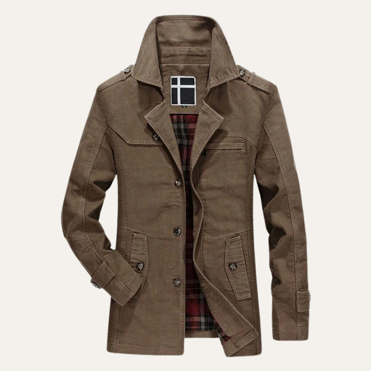 The Appiano - Manteau d'hiver pour homme en laine à double boutonnage avec doublure en tartan