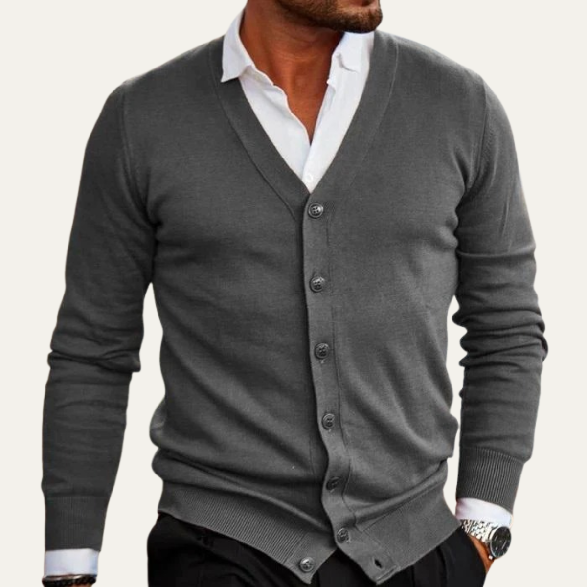 The York - Cardigan Élegant en Tricot pour Homme avec Boutons