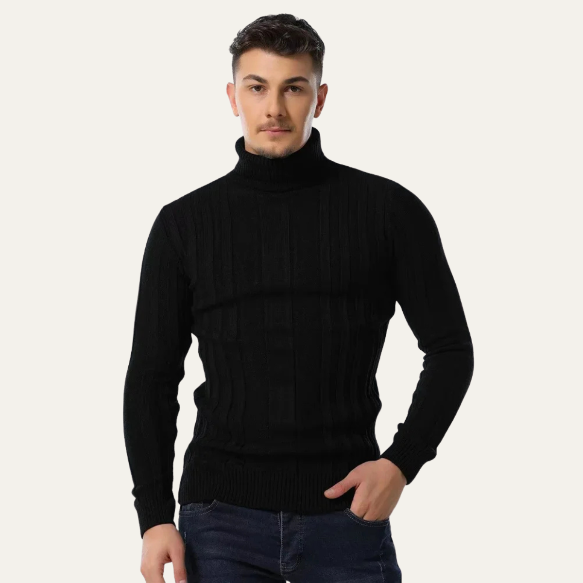 The Norwich - Pull à col roulé côtelé slim fit pour homme