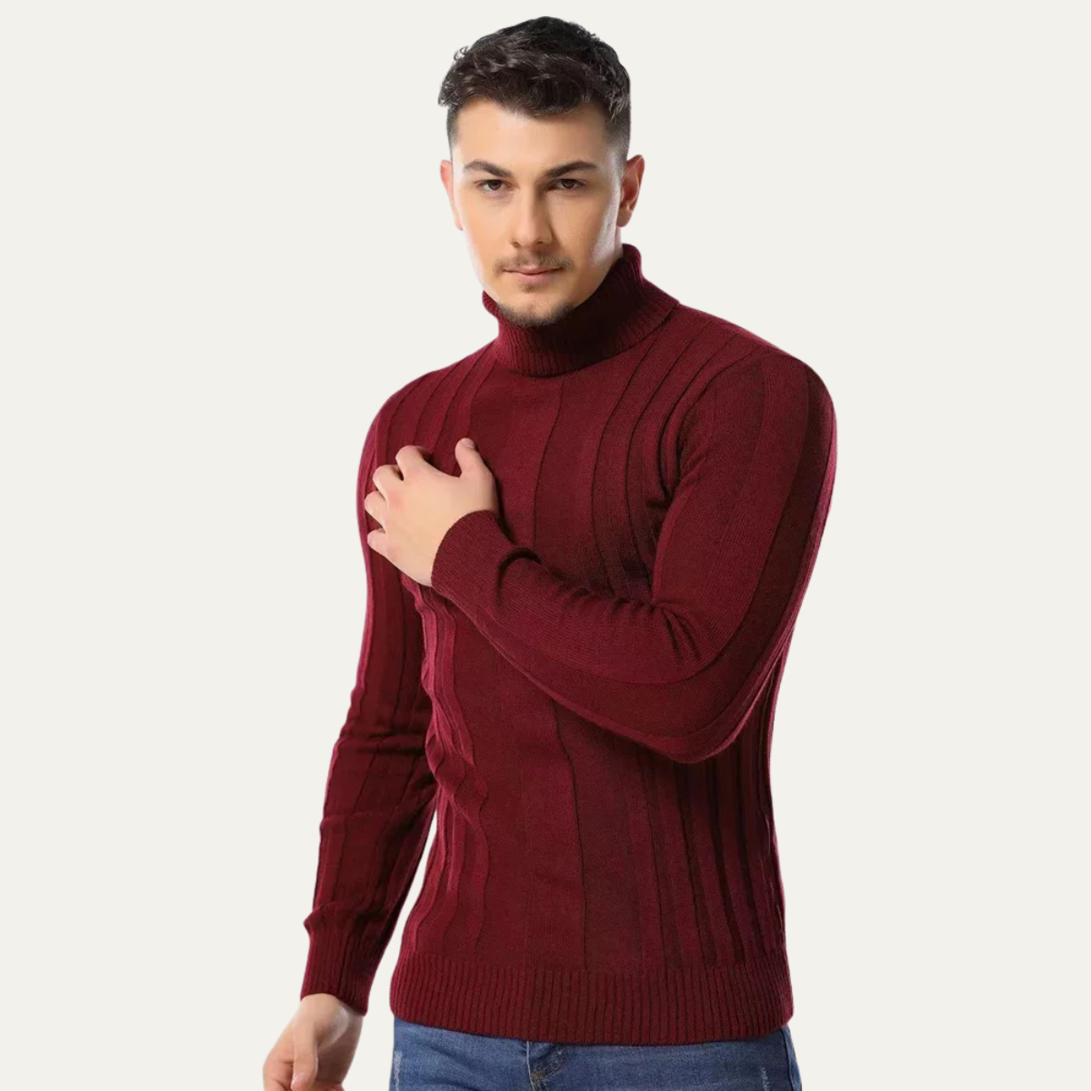 The Norwich - Pull à col roulé côtelé slim fit pour homme