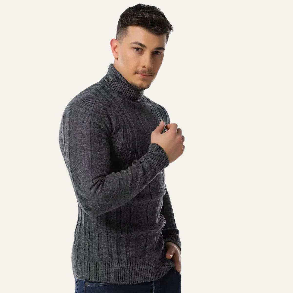 The Norwich - Pull à col roulé côtelé slim fit pour homme