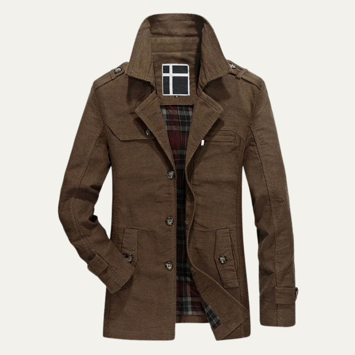 The Appiano - Manteau d'hiver pour homme en laine à double boutonnage avec doublure en tartan