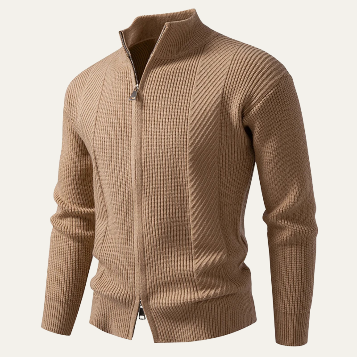 The Cisternino - Cardigan en tricot côtelé à fermeture éclair pour homme