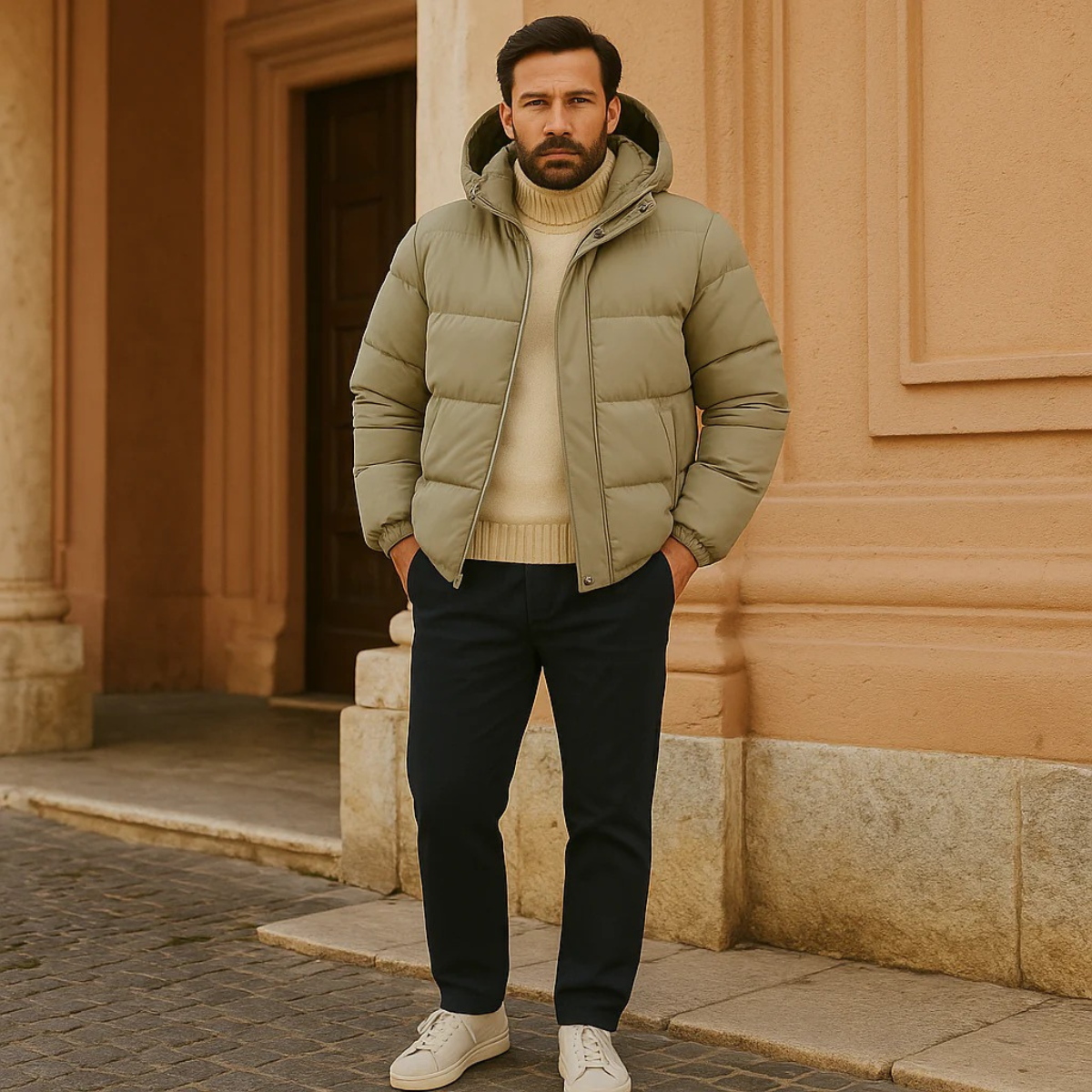 The Tallinn Doudoune à capuche pour homme - Manteau d'hiver imperméable en duvet