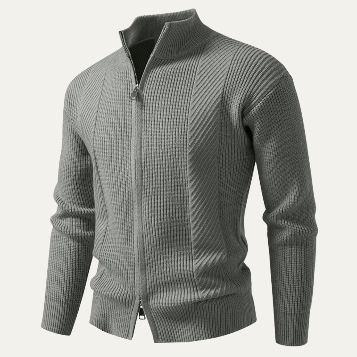 The Cisternino - Cardigan en tricot côtelé à fermeture éclair pour homme