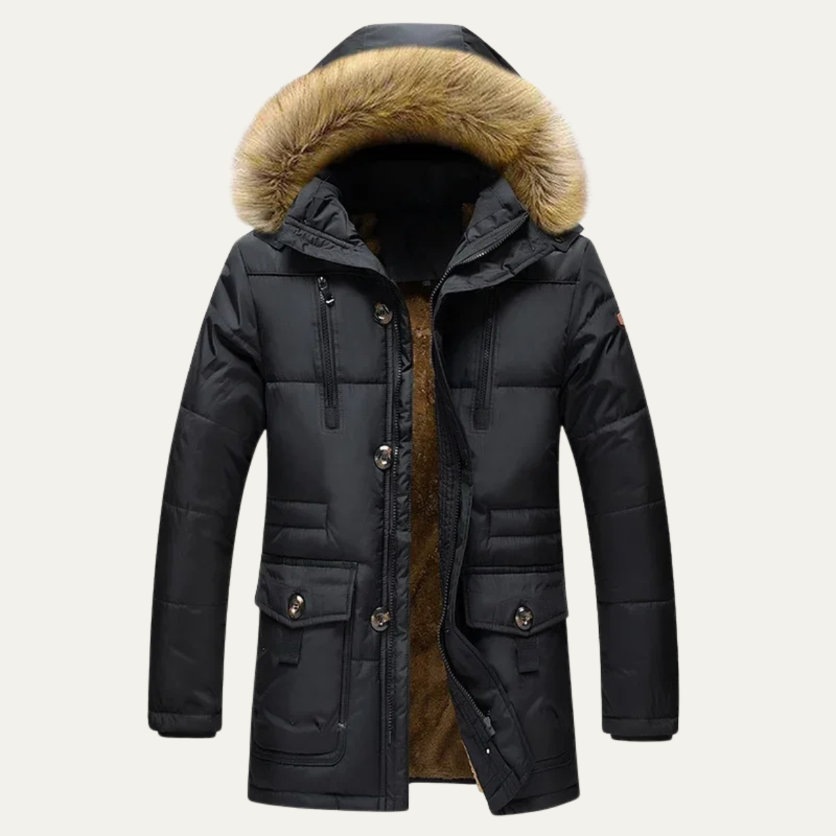 The Glenmoor - Doudoune d'hiver chaude pour homme avec capuche en fourrure