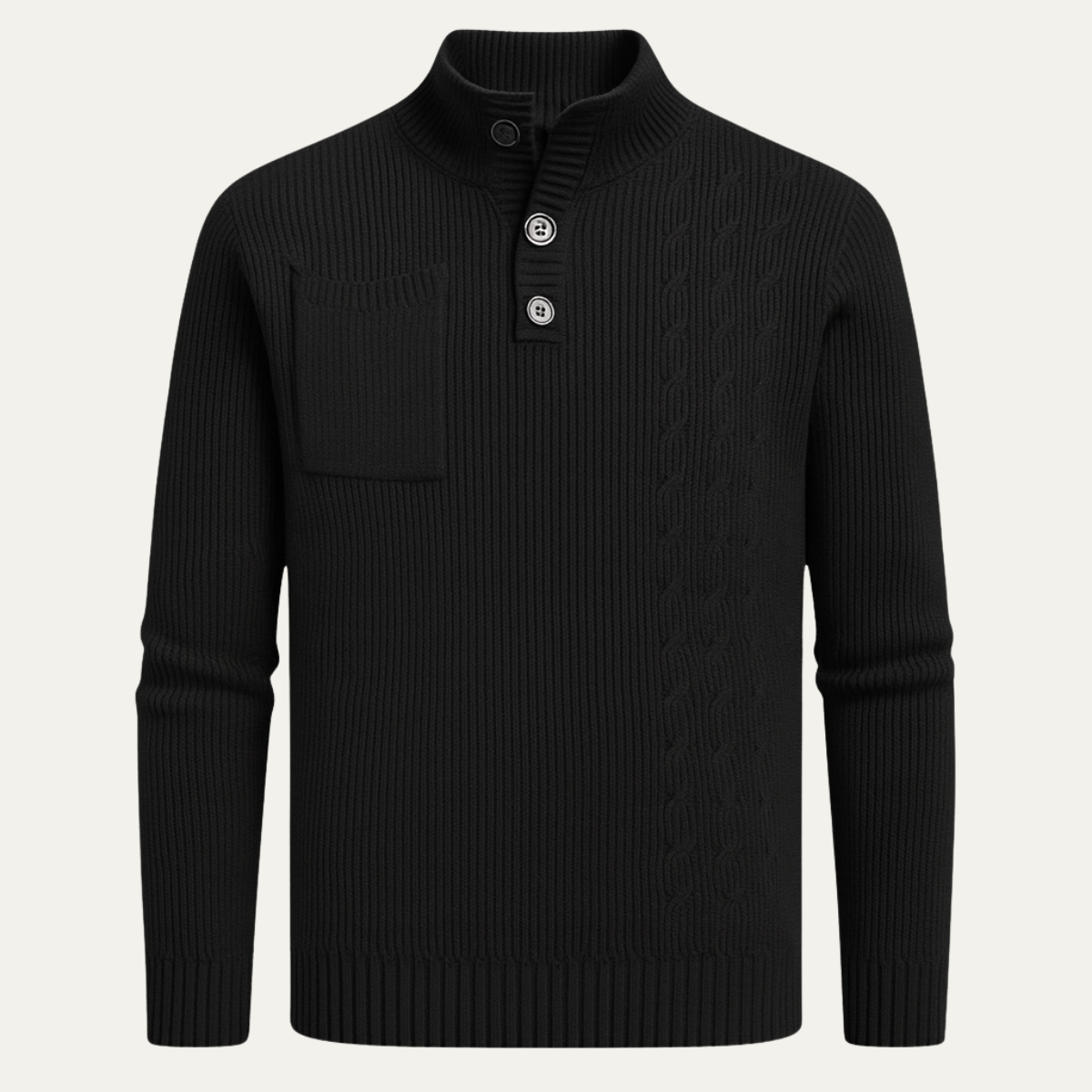 The Soverato - Pull-over d'hiver pour homme col montant et boutons