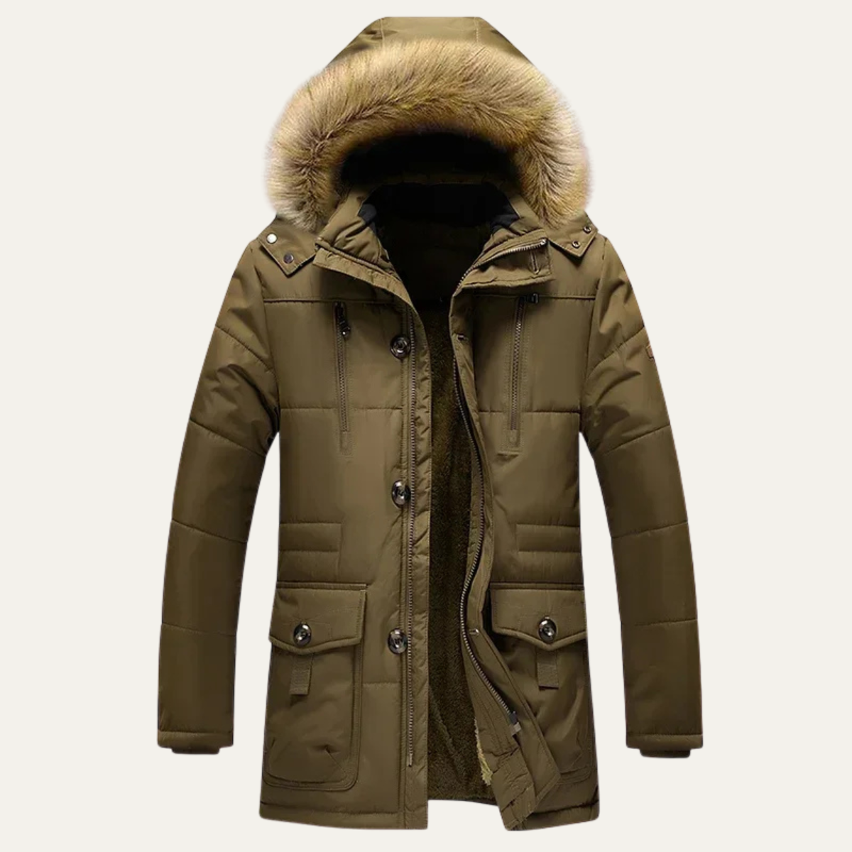 The Glenmoor - Doudoune d'hiver chaude pour homme avec capuche en fourrure