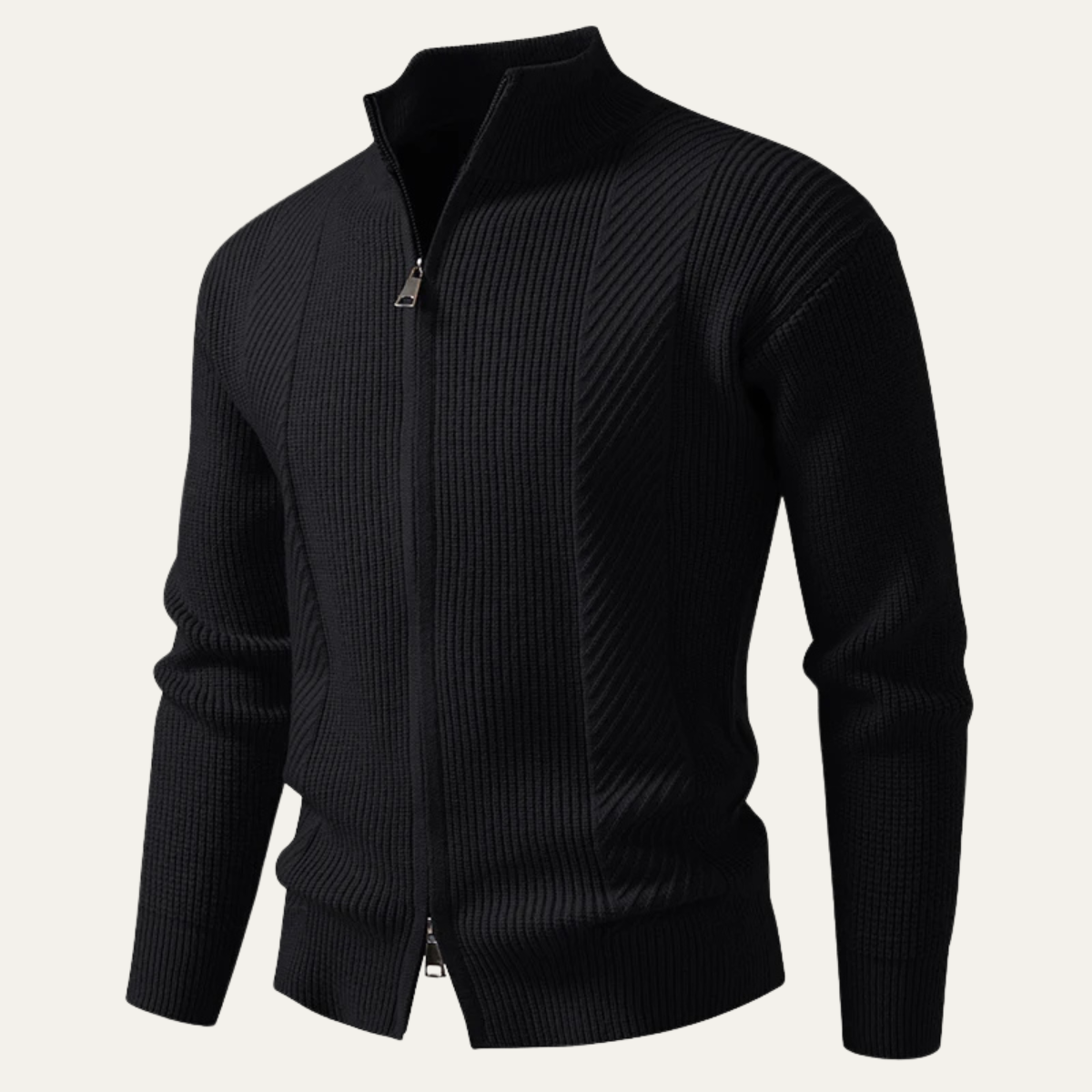 The Cisternino - Cardigan en tricot côtelé à fermeture éclair pour homme