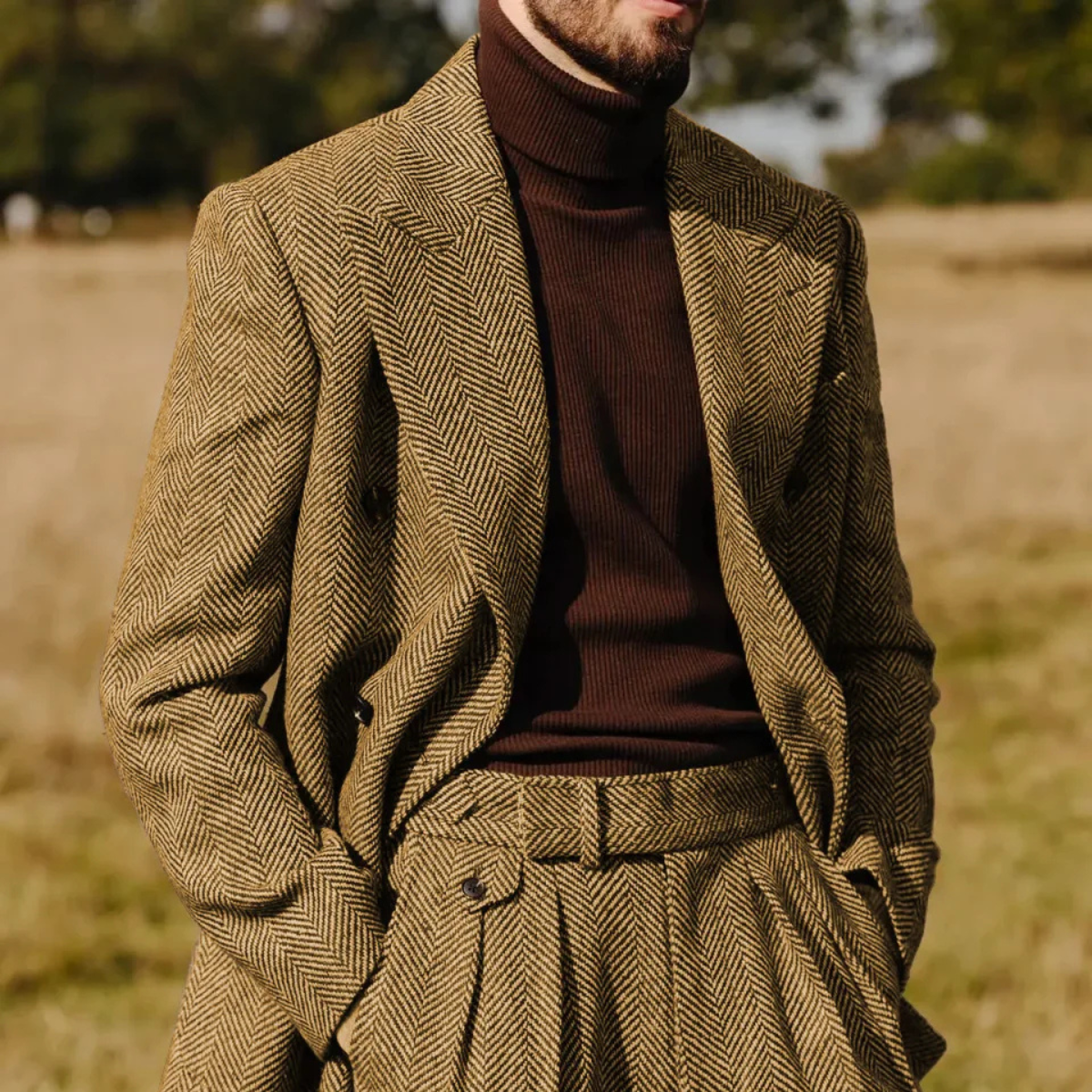 The Camden - Costume en tweed à chevrons pour homme – Veste croisée et pantalon