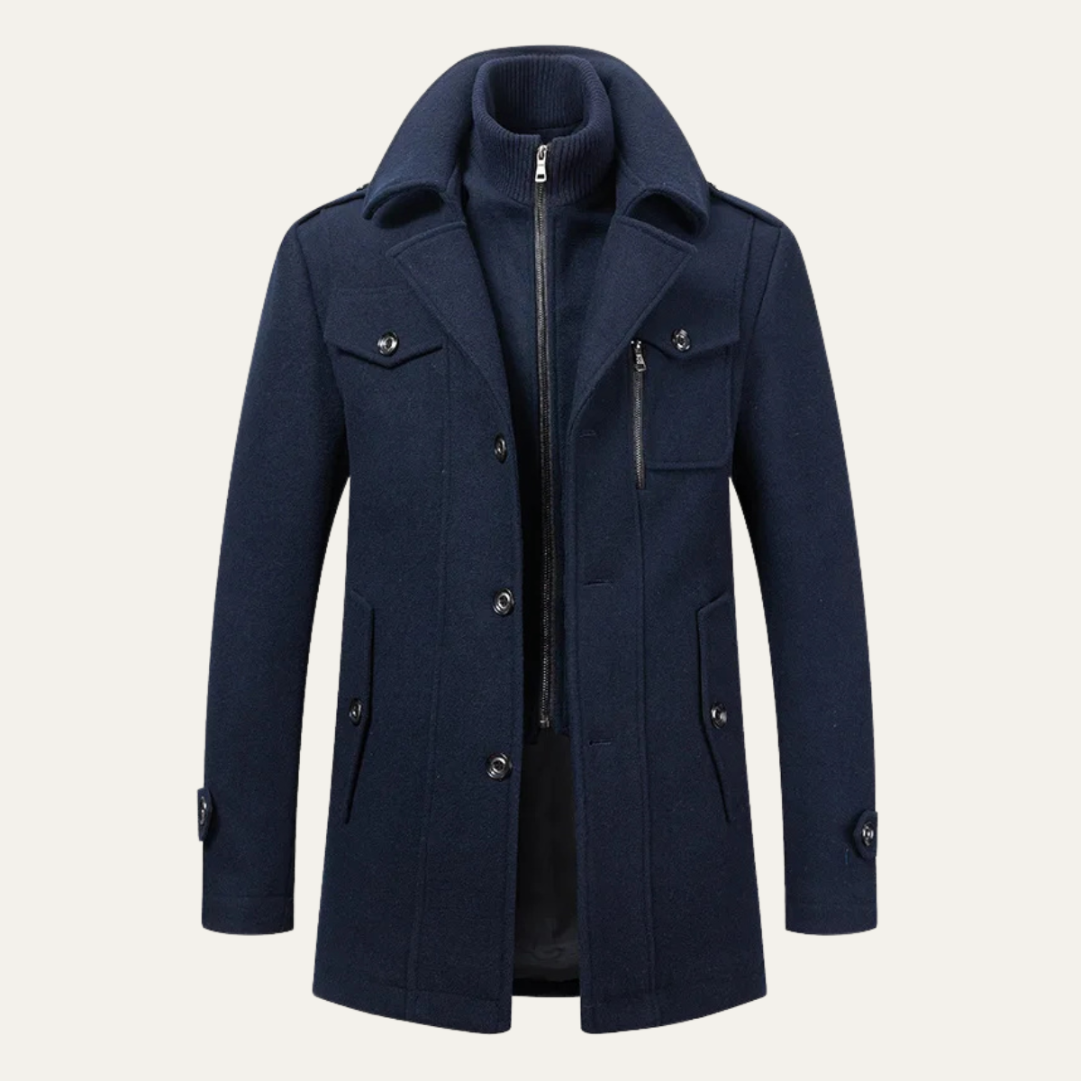 The Edgemont - manteau trench en mélange de laine avec double col pour homme