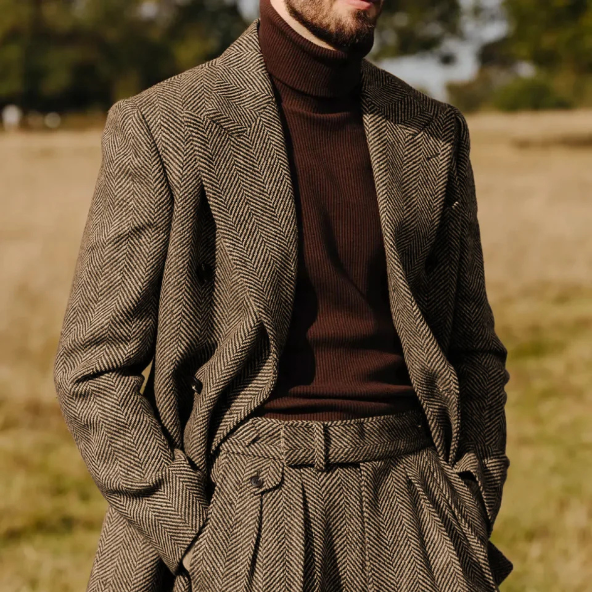 The Camden - Costume en tweed à chevrons pour homme – Veste croisée et pantalon
