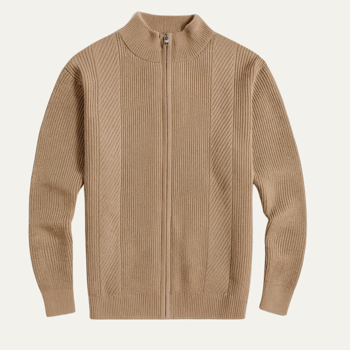 The Cisternino - Cardigan en tricot côtelé à fermeture éclair pour homme