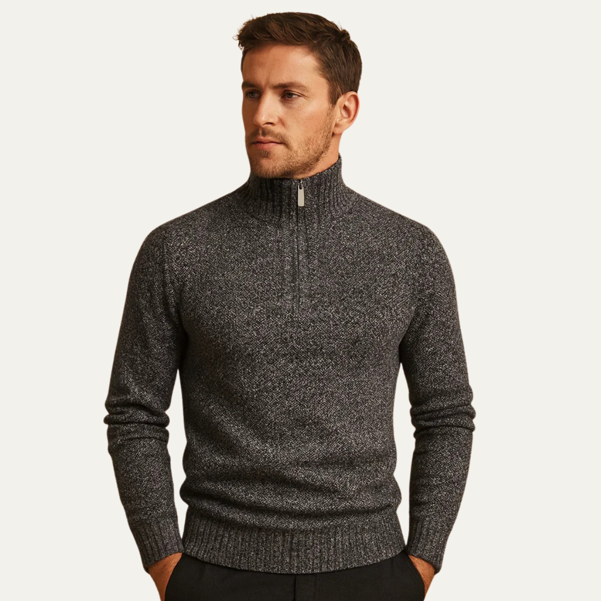 The Highland Pull en maille premium pour homme à col zippé