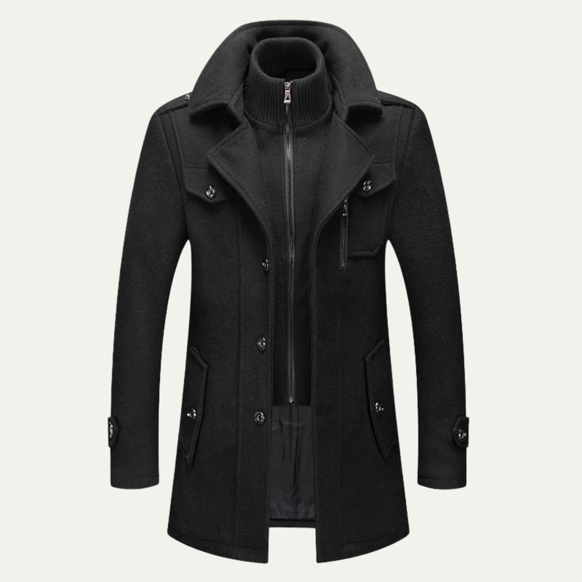 The Edgemont - manteau trench en mélange de laine avec double col pour homme