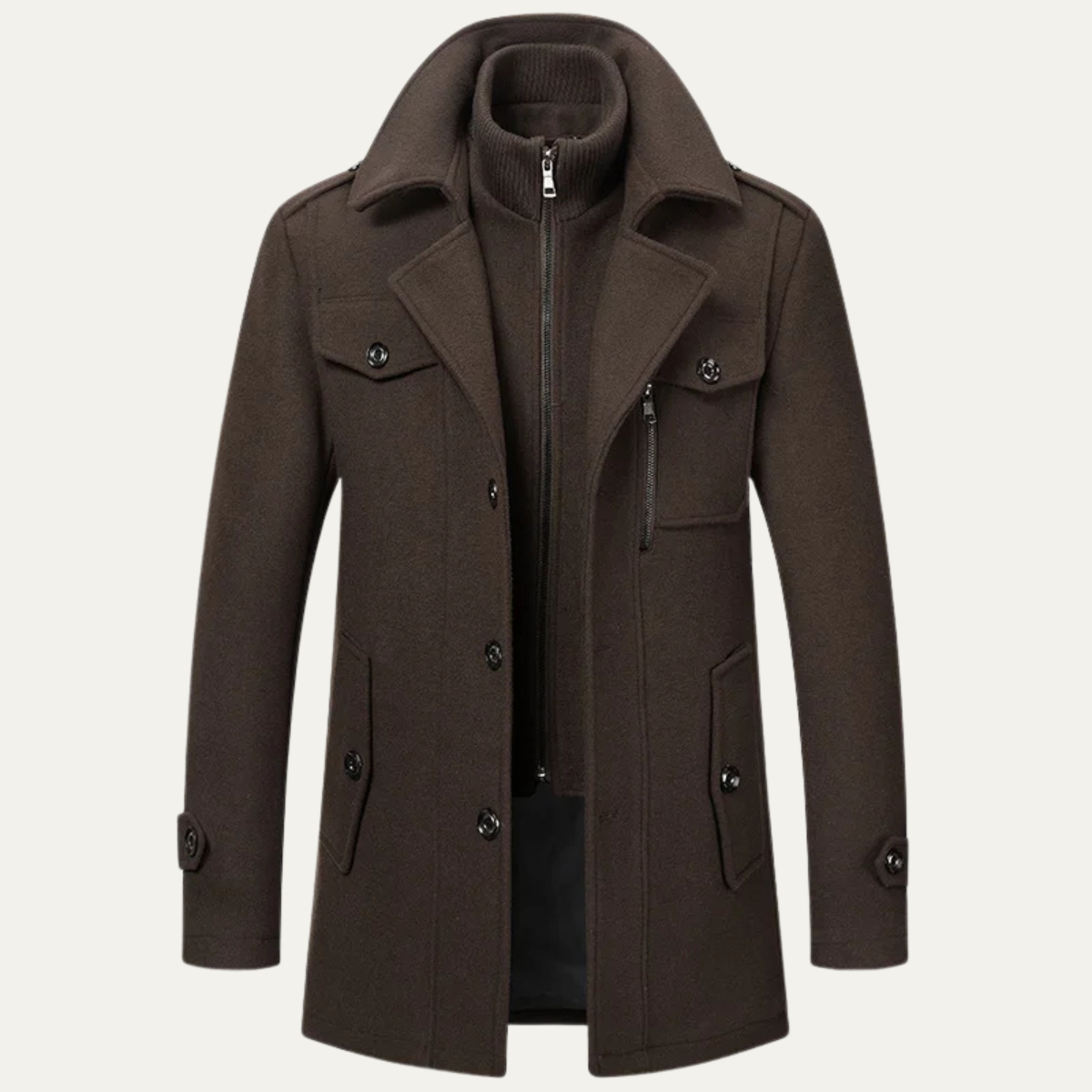 The Edgemont - manteau trench en mélange de laine avec double col pour homme