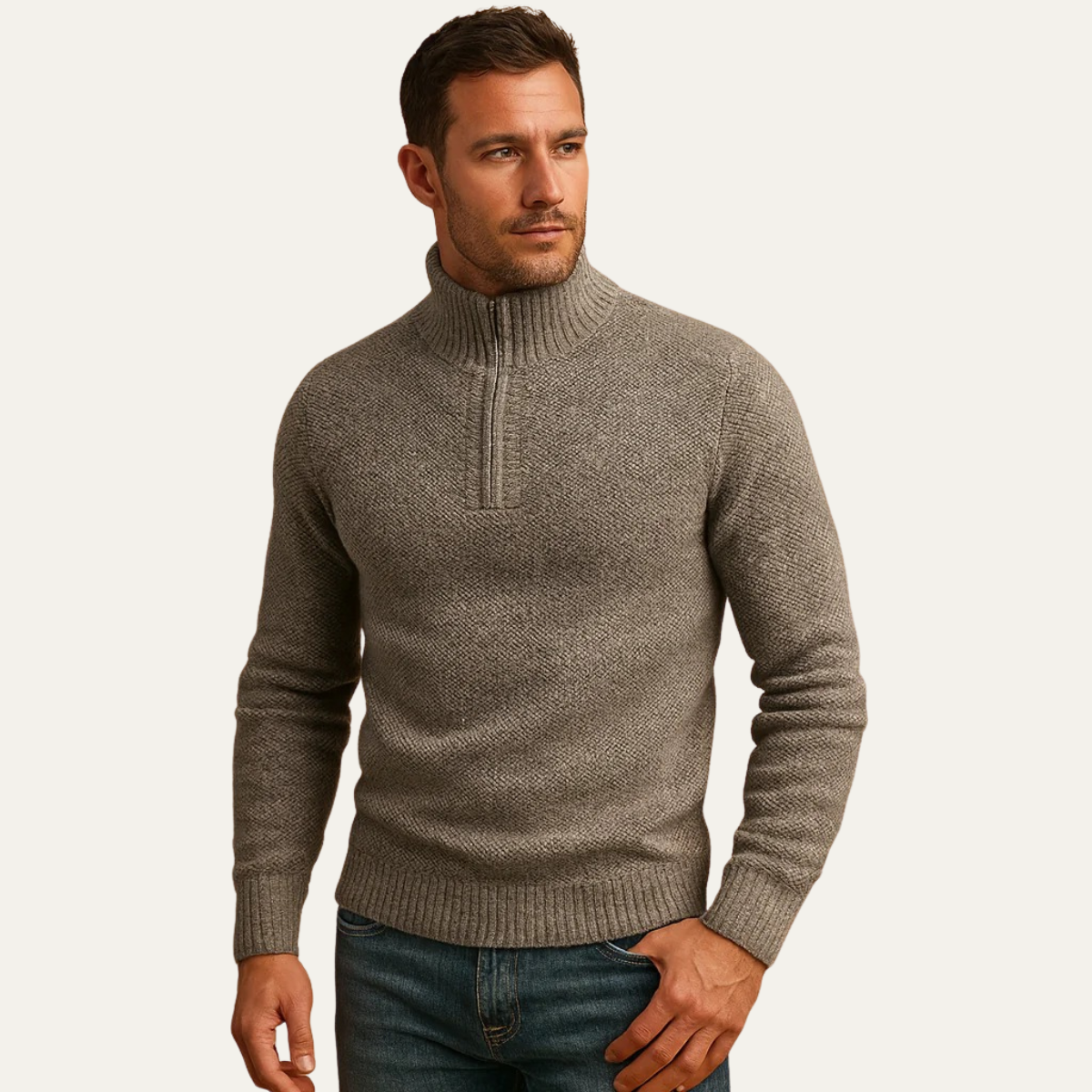The Highland Pull en maille premium pour homme à col zippé