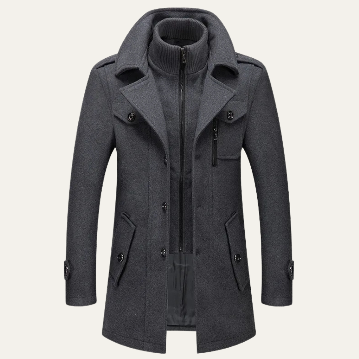 The Edgemont - manteau trench en mélange de laine avec double col pour homme