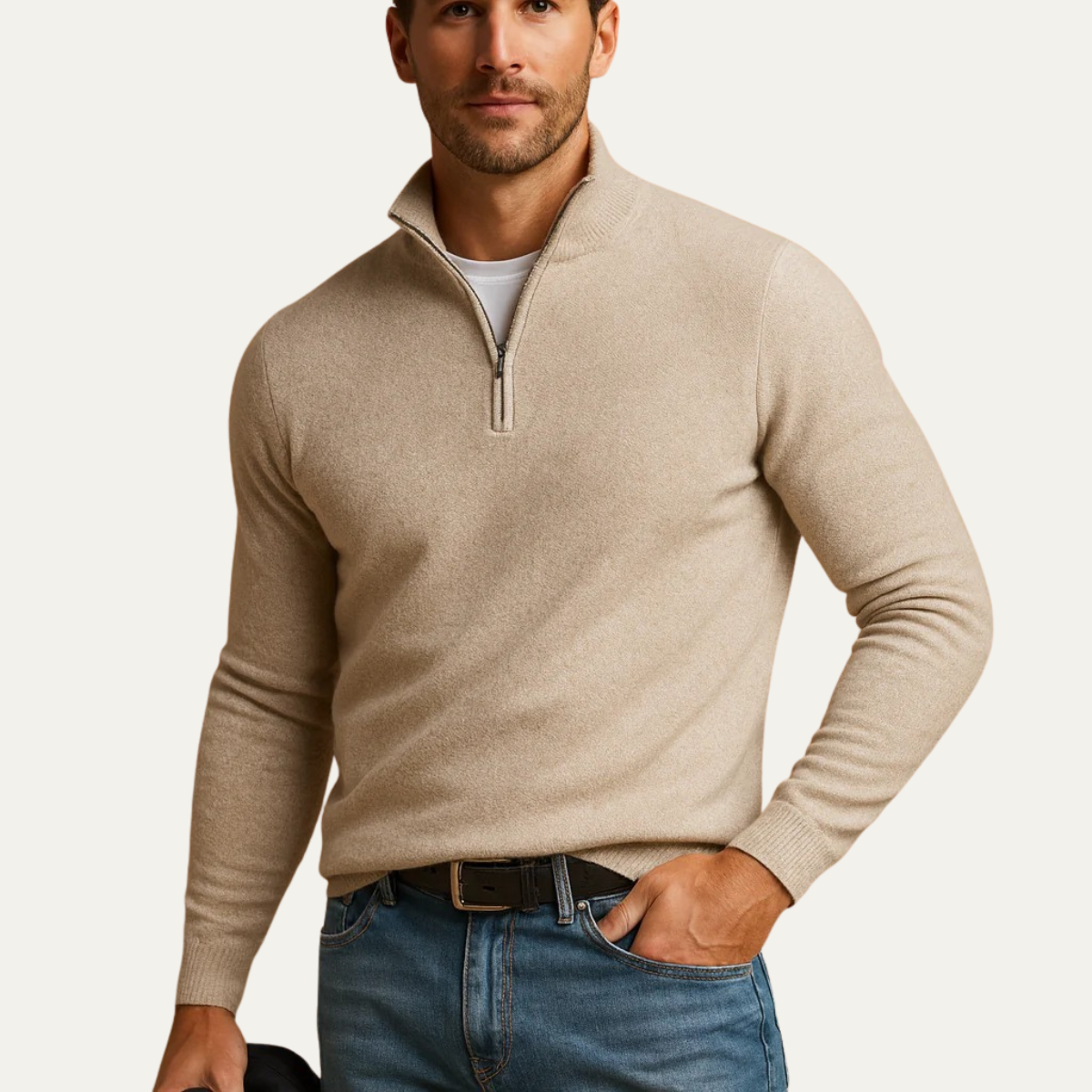 The Whitmore Pull en maille premium pour homme à col quart zip