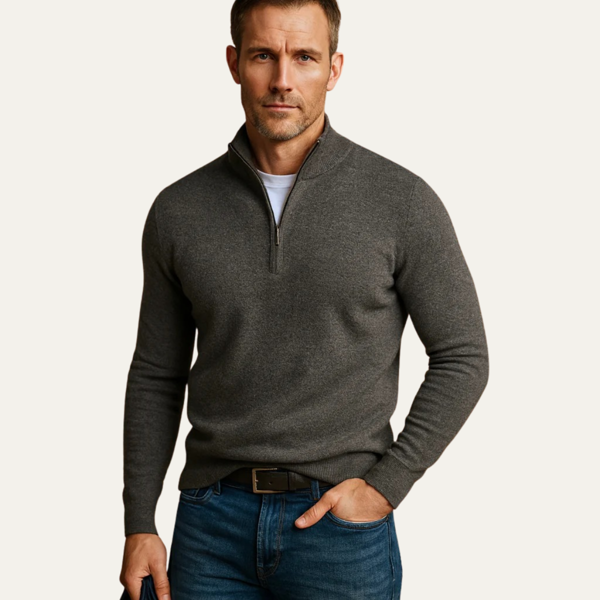 The Whitmore Pull en maille premium pour homme à col quart zip