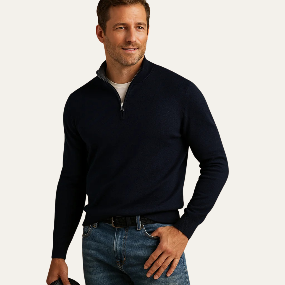 The Whitmore Pull en maille premium pour homme à col quart zip