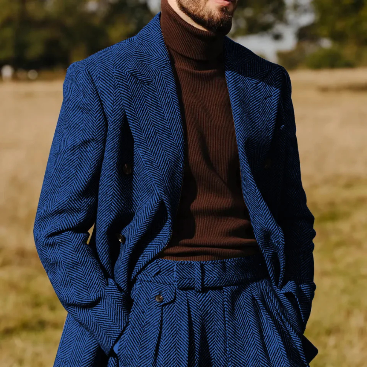 The Camden - Costume en tweed à chevrons pour homme – Veste croisée et pantalon