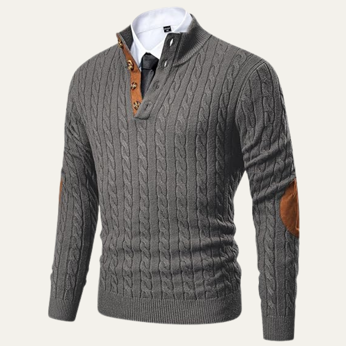 The Stamford – Pull homme col montant en maille torsadée