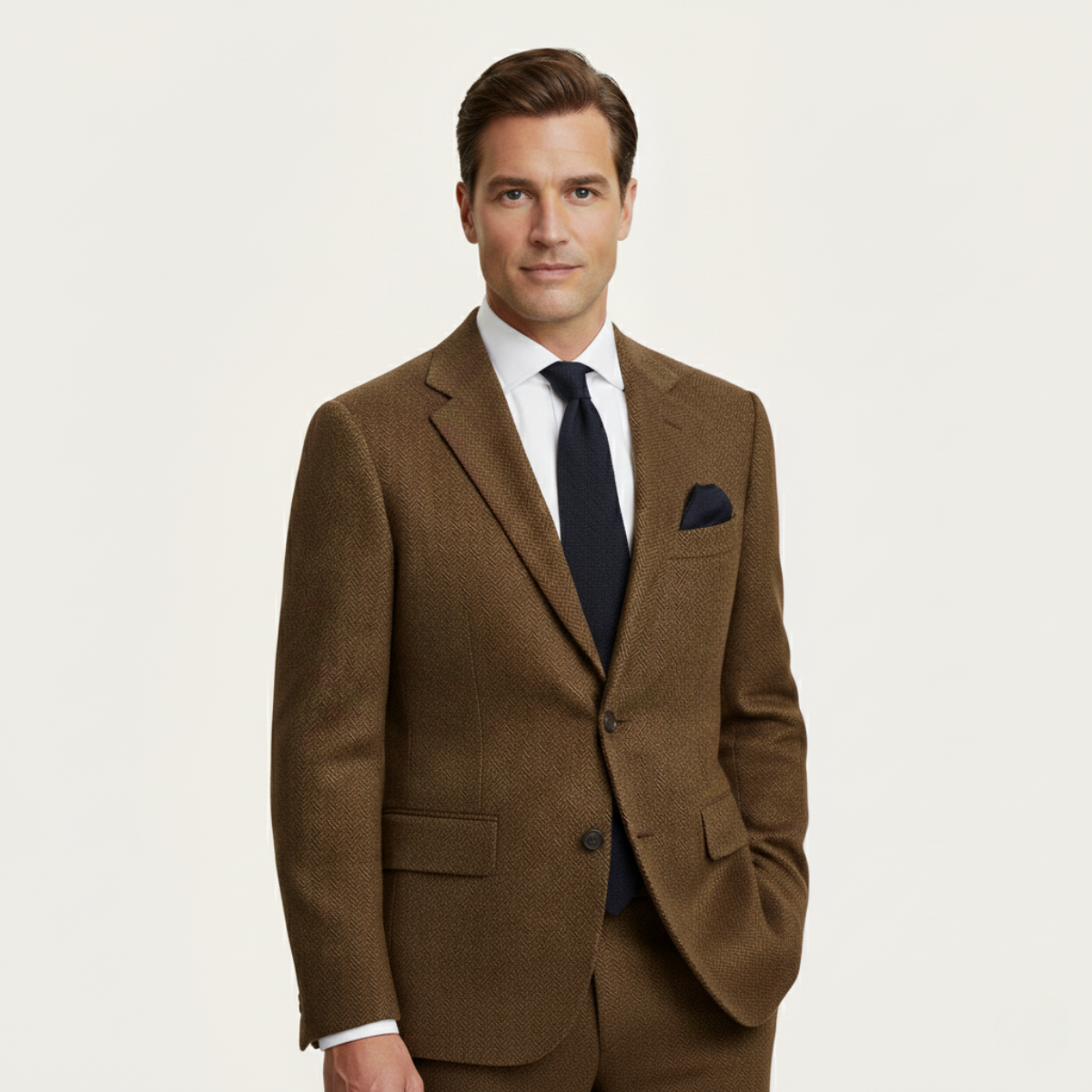 The Berwick - Blazer en Tweed Marron Smart Casual pour Hommes