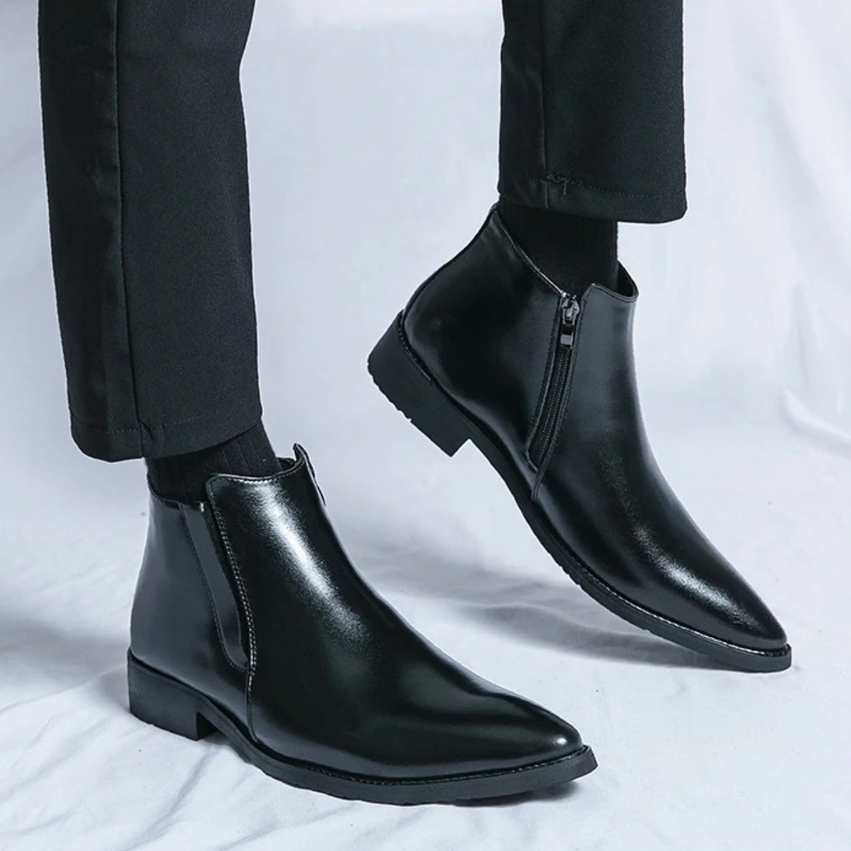 The Panarea - Bottes Chelsea Slip-On en Cuir Classiques pour Hommes