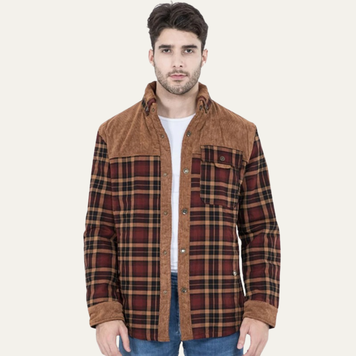The Verbania - Veste à carreaux en flanelle doublée polaire pour homme