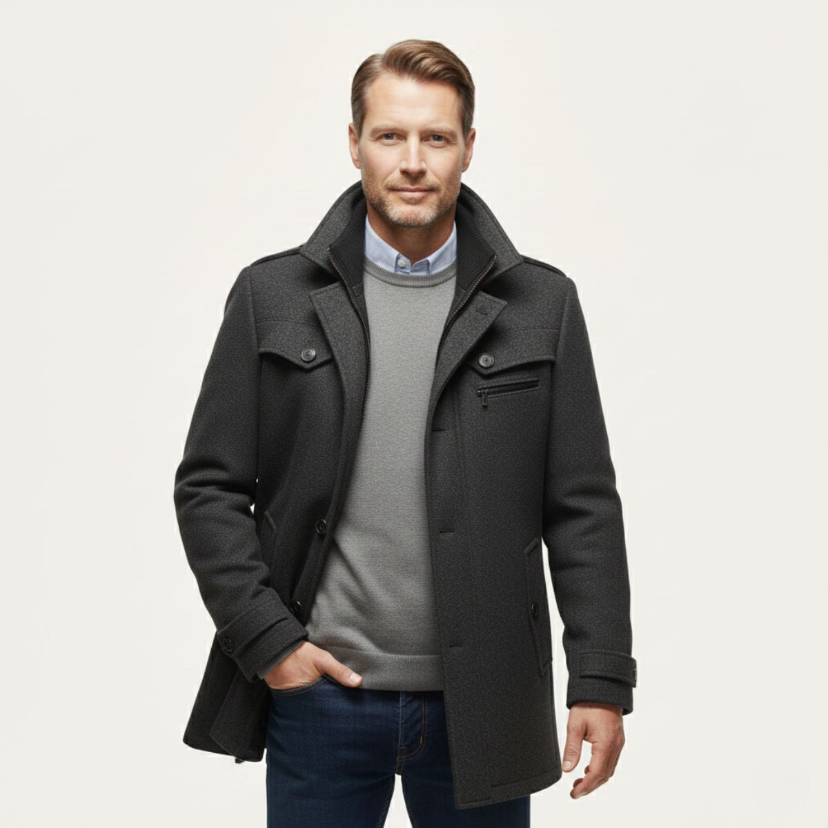 The Stonemont - Manteau d'Hiver en Laine Mélangée Smart Casual pour Hommes