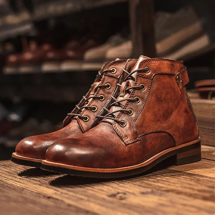 The Lucca Bottines Vintage en Cuir à Lacets pour Homme