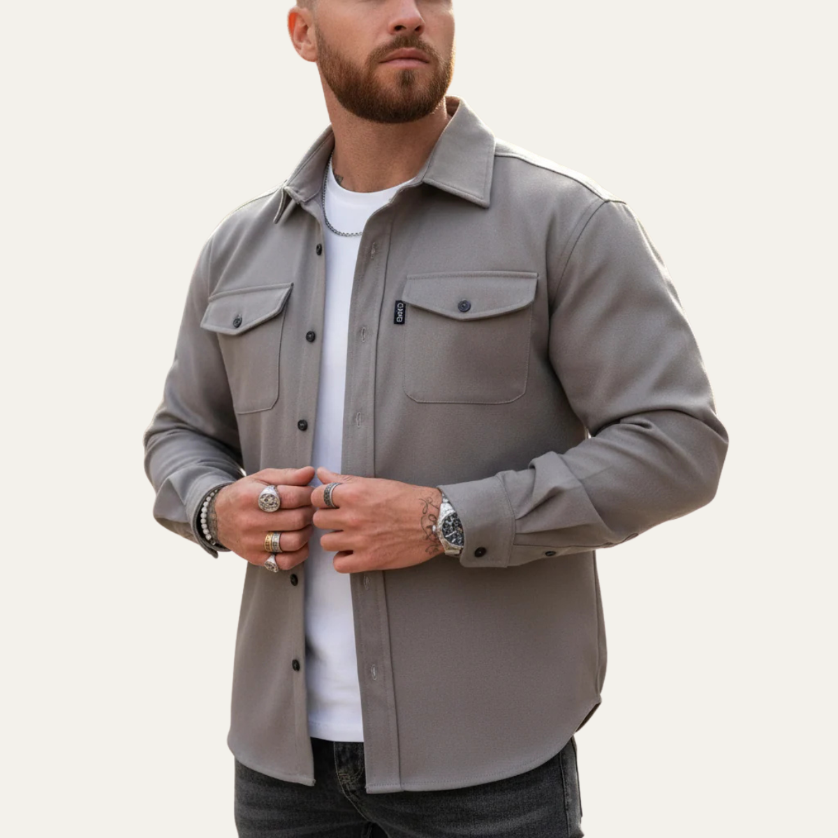 The Crossfield - Chemise en Mélange de Coton à Boutons Modernes pour Hommes