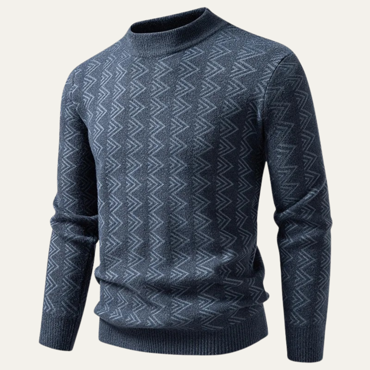 The Elmcrest - Pull à col rond tricoté pour homme avec motif géométrique chaleureux