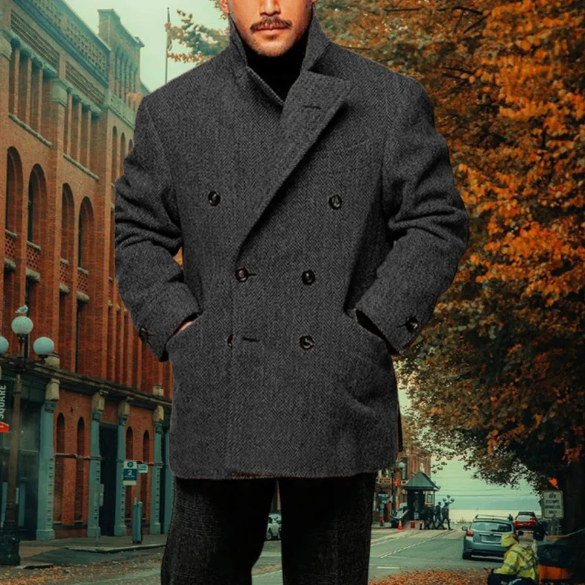 The Ashton - Blazer d'hiver vintage à double boutonnage en laine mélangée pour homme