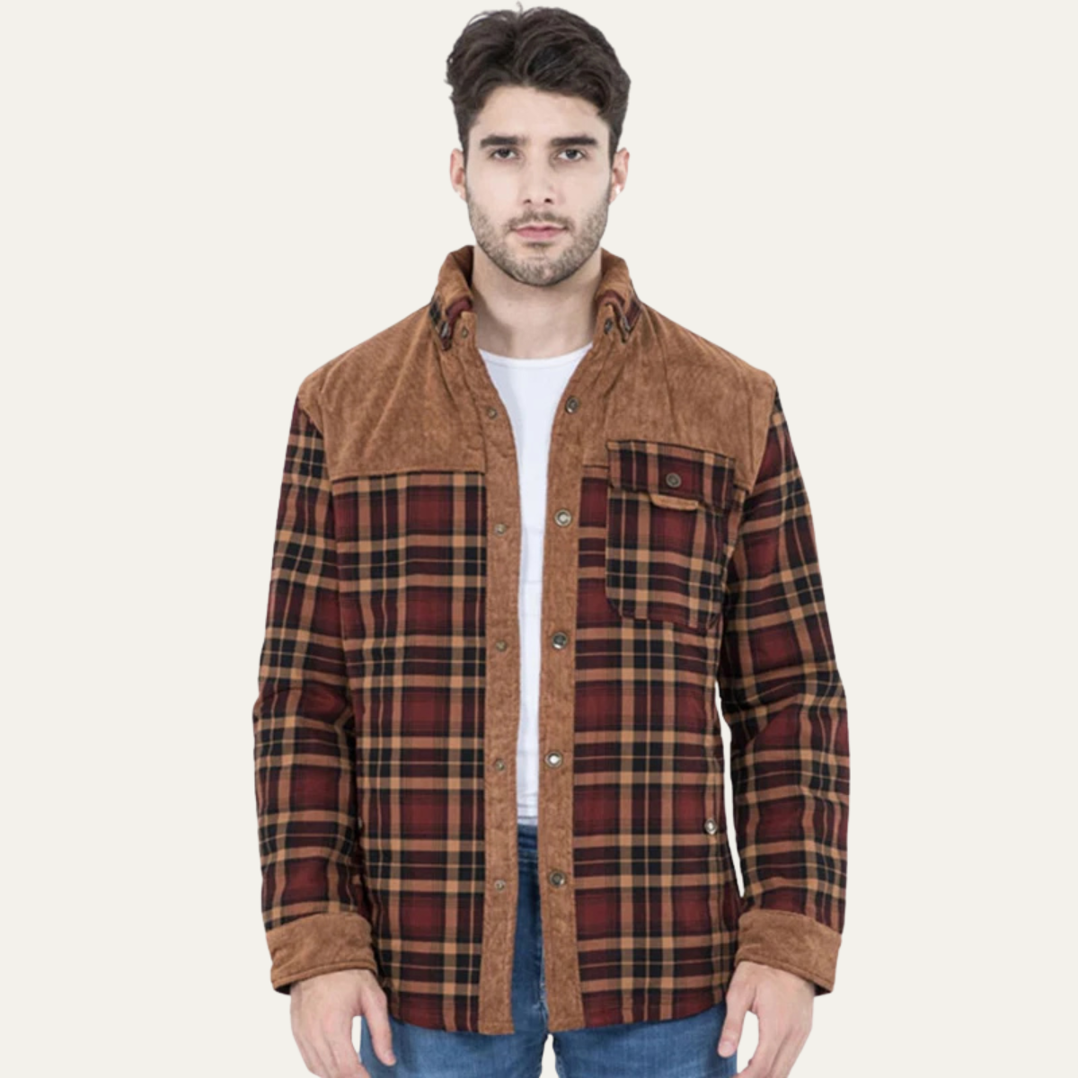 The Montefalco - Veste décontractée à carreaux en flanelle pour homme avec multiples poches