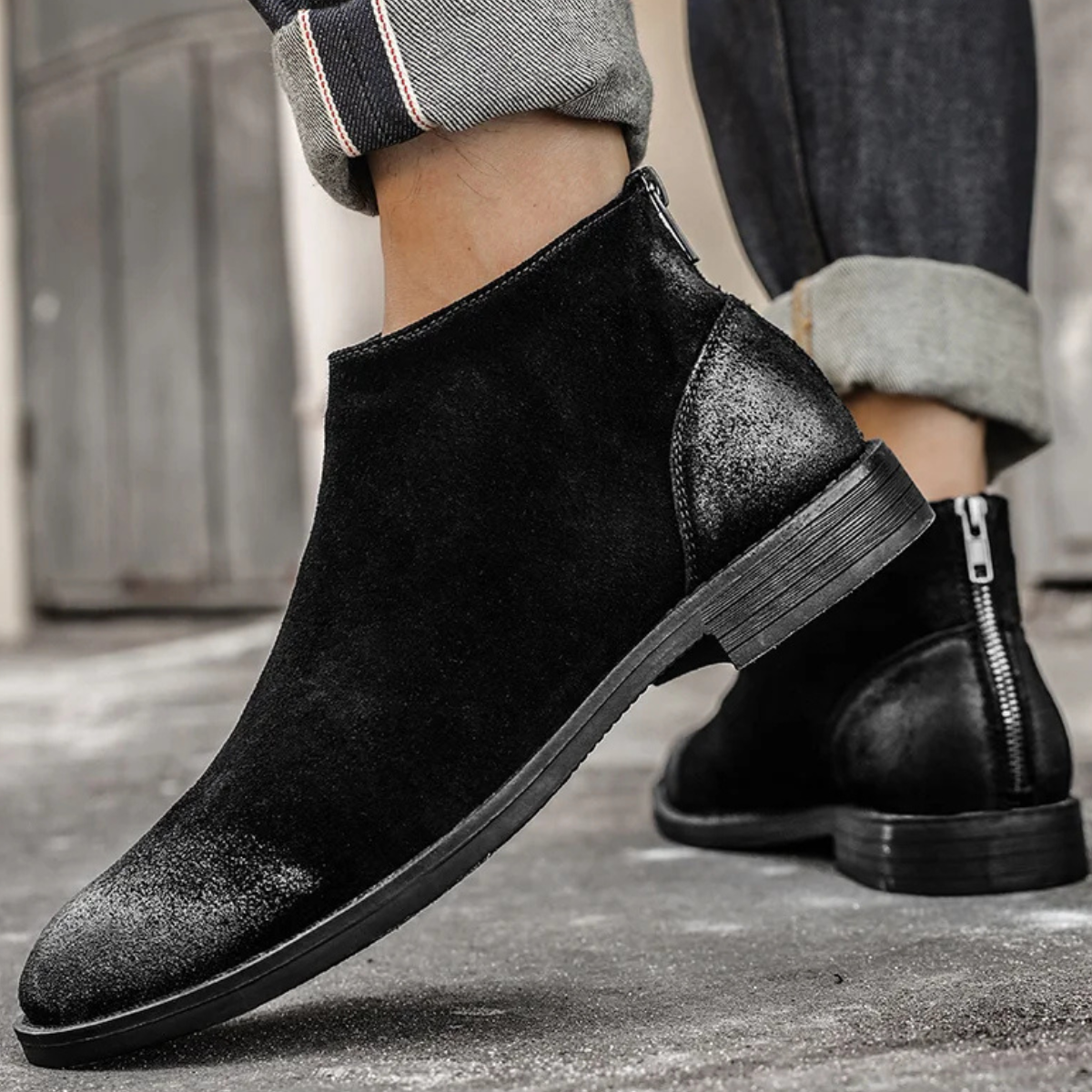 The Vicenza - Bottines en cuir suédé pour homme avec fermeture à glissière
