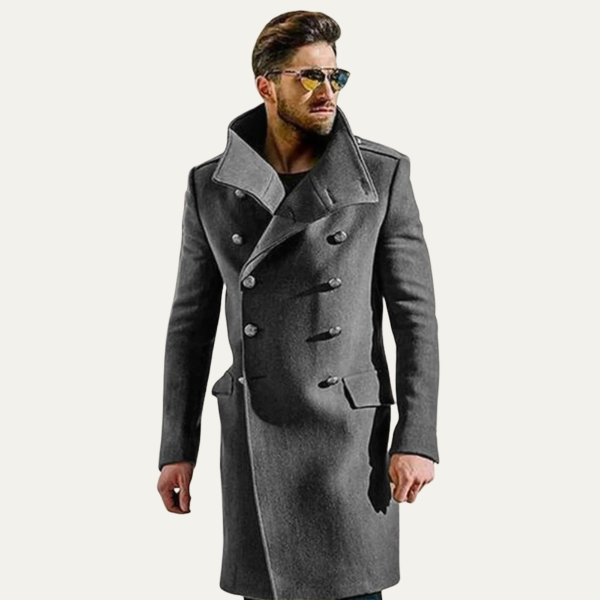 The Stratord - Trench Coat Long en Laine Double Boutonnage pour Hommes