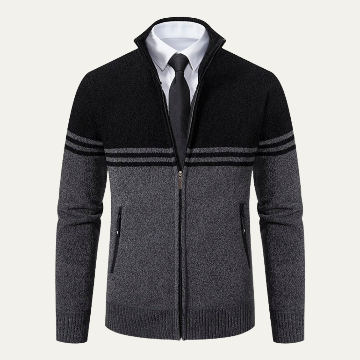 The Genova Gilet en Tricot à Rayures pour Homme, Épais et Doublé en Polaire