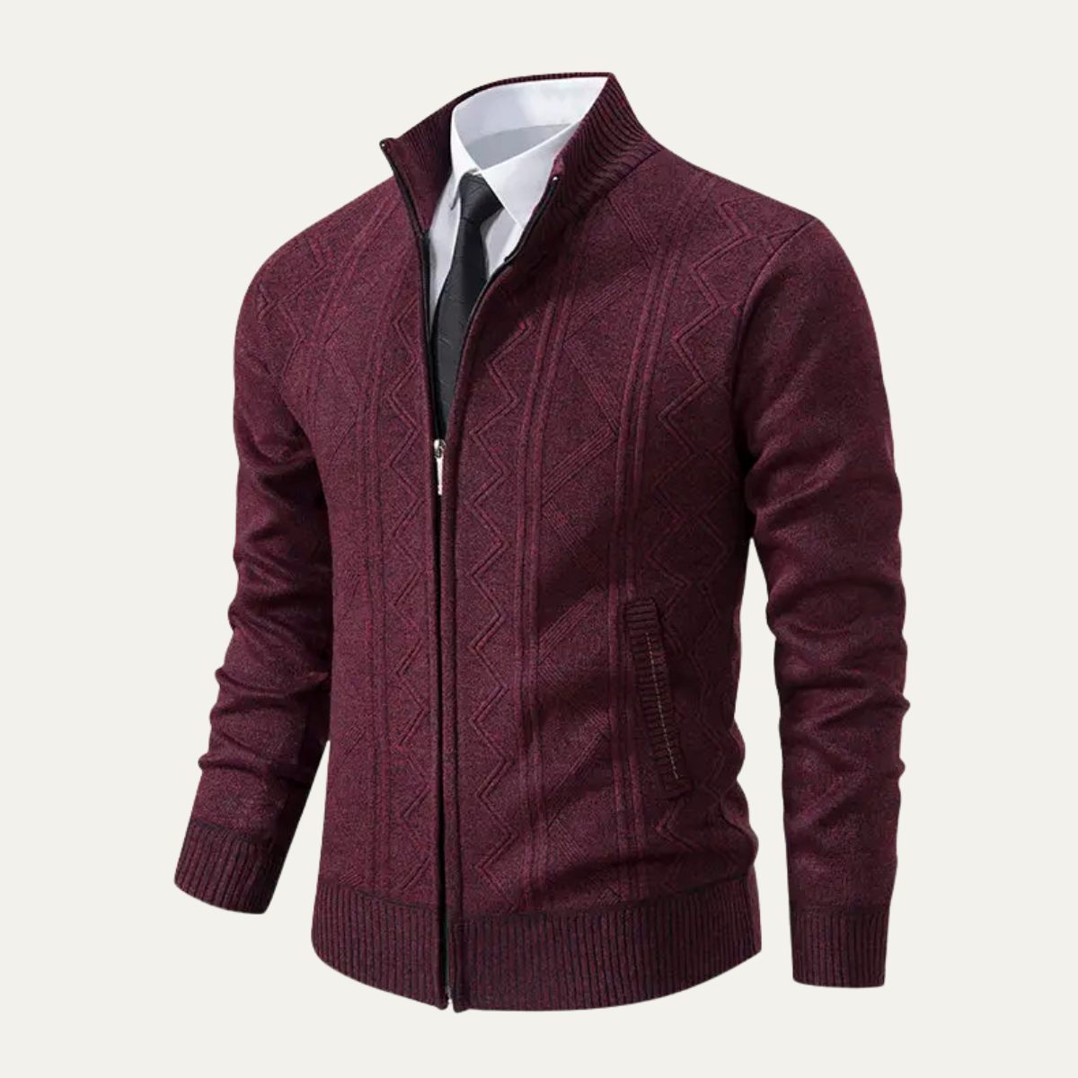 The Chianti – Veste Tricotée Zippée à Motifs Homme