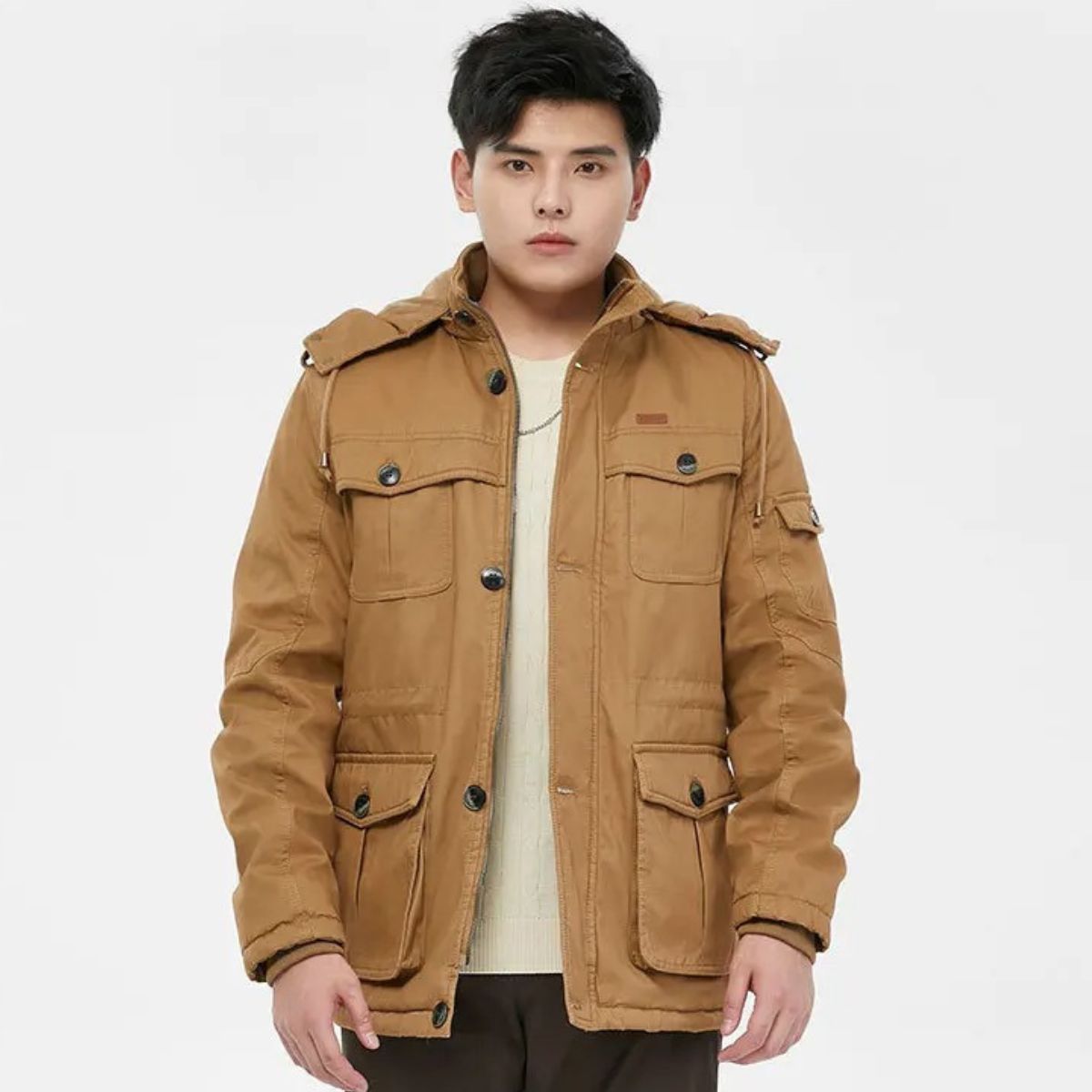 The Valpolicella - Parka d'hiver à capuche pour homme avec doublure en polaire