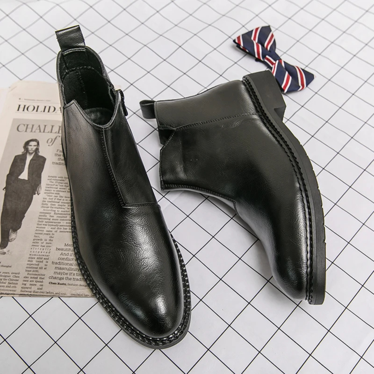 The  Etna Rosso - Chaussures Cheville Classiques pour Hommes en Cuir Authentique