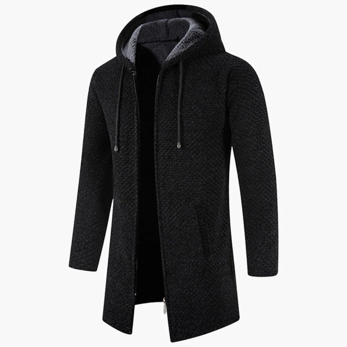The Copenhagen - Manteau long décontracté à capuche en tricot pour homme